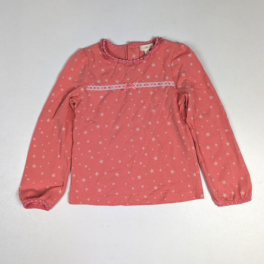 Matilda Jane Shirt Girls Sz 4 Salmon Pink Star Long Sleeve Basic Boutique